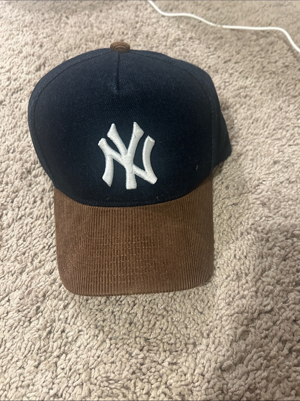 Mitchell & Ness Navy Crown with Brown Corduroy Brim NY Yankees Cap